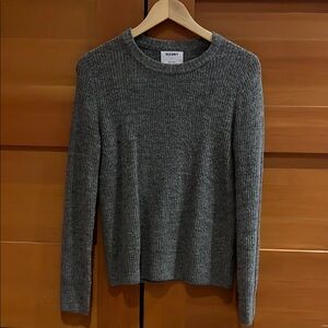 Old Navy Gray Crew Neck Sweater with Ribbed Detailing